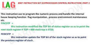 8087 Instruction Set Coprocessor Control Instruction हिन्दी [upl. by Virgie856]