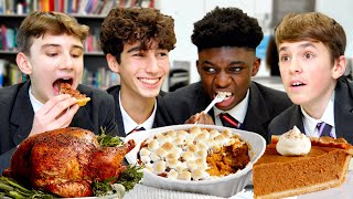 British Highschoolers try Thanksgiving Dinner for the First Time [upl. by Leay]