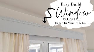 GORGEOUS EASY WINDOW HACK  How To Build a Window Cornice  On a Budget 50  No Experience Needed [upl. by Eidualc]