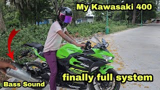 Finally New Exhaust La Gaya 👌 My Ninja 400 Loud Easy Slip On Exhaust Install [upl. by Elvina]