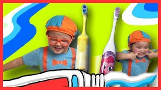 Tooth Brushing Song with Blippi Inspired  Blippi Toddlers Brush Teeth [upl. by Aym]