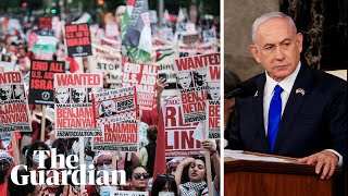 Protests in Washington as Benjamin Netanyahu addresses US Congress [upl. by Hirsh]