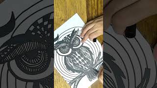 Owl Symbol Hand Drawn Illustration Doodle Drawing with color kcdoodleart drawing art doodalart [upl. by Enyt]