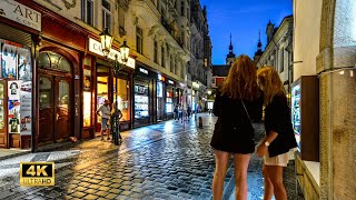 Prague Czechia Nightlife Walking Street 4k  Travel Prague 2038 [upl. by Hali]