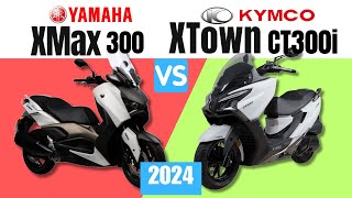 Yamaha XMAX 300 vs Kymco XTown CT300i  Side by Side Comparison  Specs amp Price  2024 [upl. by Arreyt990]