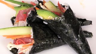 How To Make Tuna Sushi Hand RollHomemade [upl. by Dixil465]