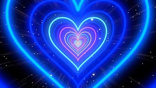 Colorful Heart Background💙Blue Tunnel Heart Background Screensaver Video Effects Lights Background [upl. by Cord503]