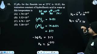 If pKb for the fluoride ion at 25ampdegC is 1083 the ionization constant of hydrofluoric acid i [upl. by Baptiste]