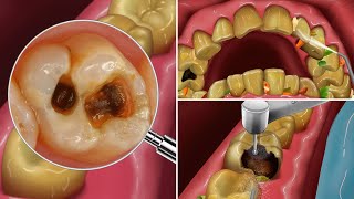 ASMR The best treatment for denture replacement clean up between teeth due to food clinging [upl. by Notserk]