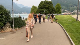 Walk along the stunning lakeside promenade in Lugano city center  Ticino Switzerland 2023 [upl. by Lyford79]