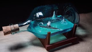 EPOXY RESIN DIORAMA Battle of warships in bottle [upl. by Kacerek]