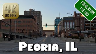 Driving Around Downtown Peoria IL in 4k Video [upl. by Eylrac381]