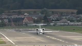 Gulfstream G550 HBJWY landing at Zurich Airport [upl. by Lezley]