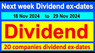 Next week dividend exdates  20 companies dividend  upcoming dividend alerts  Split  Bonus [upl. by Phyl]