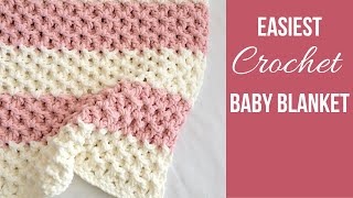 Easiest Crochet Baby Blanket 1 Row Repeat [upl. by Eiwoh]