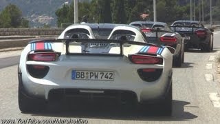 SIX Porsche 918 Spyder Sound On the Road [upl. by Nattie]