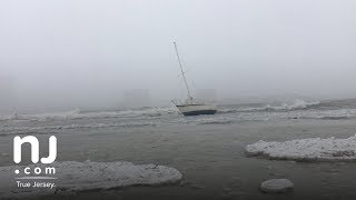 Swirling winds toss boat and waters in NJ [upl. by Kenway768]