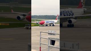 Edelweiss air arrival closer view youtubeshorts edelweiss [upl. by Aihceyt]