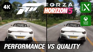 Forza Horizon 5 Series X Quality vs Performance Mode 4K Comparison [upl. by Liscomb]