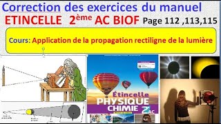 Correction des exercices du manuel ETINCELLE 2e AC Application de la propagation de la lumière [upl. by Anatak]