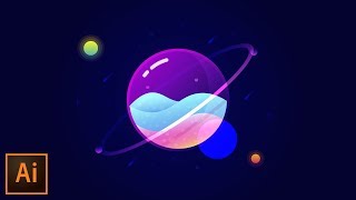 Glass Planet Vector Illustration – Adobe Illustrator Tutorial [upl. by Bay329]