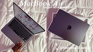 2024 MacBook Air 13Inch M3 Space Gray  Unboxing  Setup [upl. by Leynwad]