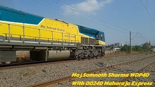 WDP4D 40479 MajSomnath Sharma leads 00240 Maharaja Express skipping kopar [upl. by Laurentium172]