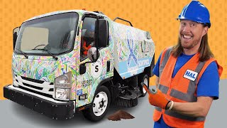 Street Sweeper for Kids  Awesome Vehicles for Children  Handyman Hal Street Sweeping [upl. by Avelin]