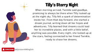 Beginner English Story  Tilly’s Starry Night  Listen amp Learn with Quizzon99 English [upl. by Ynot533]