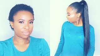 HOW TO DO SLEEK PONYTAIL WITH WEAVE ON SHORT NATURAL HAIR   Tondie Phophi [upl. by Lukas]