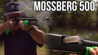 Mossberg 500 pump action shotgun fast shooting and review with Jerry Miculek [upl. by Airlee973]