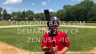 Closeoutbatscom DeMarini CF Zen Balanced 258quot Youth USA Bat WTDXUFX19 10oz 2019 [upl. by Grati189]