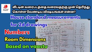 House standard measurements in tamilvaastu numbers for house plan civil tamil technical [upl. by Nnyltak]