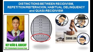 Distinctions between Recidivism Repetition Habitual delinquency Quasi recidivism [upl. by Esorylime835]