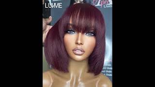 How to style bob wig with bangs wigforblackwomen wigwithbangs humanhairwig bobwig [upl. by Anillehs746]