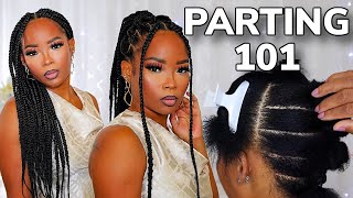 DETAILED PARTING TUTORIAL FOR BOX BRAIDS feat BTL Braiders Band [upl. by Hgielyk]