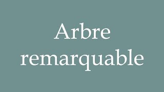 How to Pronounce Arbre remarquable Remarkable tree Correctly in French [upl. by Aynotal248]