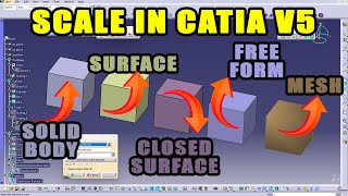 How to scale within CATIA V5 SolidBodies Surfaces Freeform and Meshes [upl. by Skipp110]