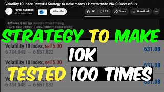 Most Popular Volatility index 10 strategy to make 10K  Tested 100 times [upl. by Dnomaj20]