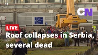 Live Train station roof collapses in Novi Sad Serbia at least 11 killed [upl. by Htiekel]