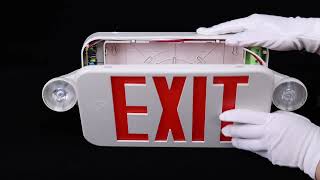 LED Combo EMERGENCY EXIT SIGN with LED Heads Red Letters emergencylight emergencyexit [upl. by Tunk]