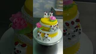 Double Story Simple Pineapple Cake Design 🥳🥰  shorts cakedesign ytshorts shortsfeed shortvideo [upl. by Inalan130]