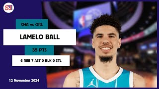 LAMELO BALL 35 PTS vs ORL 12 Nov 2425 CHA Highlights [upl. by Koah645]