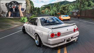 Nissan Skyline R32 Street Drifting  Traffic  Assetto Corsa Steering Wheel  Shifter Gameplay [upl. by Clementina]