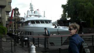 St Katharine Docks  Super Yacht in the Lock [upl. by Alyehs]