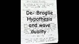 De Broglie Hypothesis and wave particles duality shorts shortvideo bsc3rdsemesterphysics notes [upl. by Pomcroy]