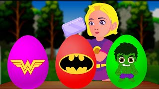 Surprise Eggs Superheroes  Kids songs amp Nursery rhymes  TigiBooBoo Toonz [upl. by Linsk522]