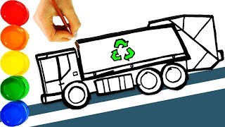 Drawing Recycling Truck  Waste Management Vehicle  Painting Trucks for Kids [upl. by Jens]