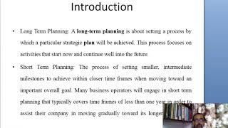 Introduction Long term and short term planning [upl. by Rolandson]