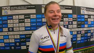 Lotte Kopecky Road World Champion 2024 quotI tried to stay calm and maybe that made me win todayquot [upl. by Nnairret]